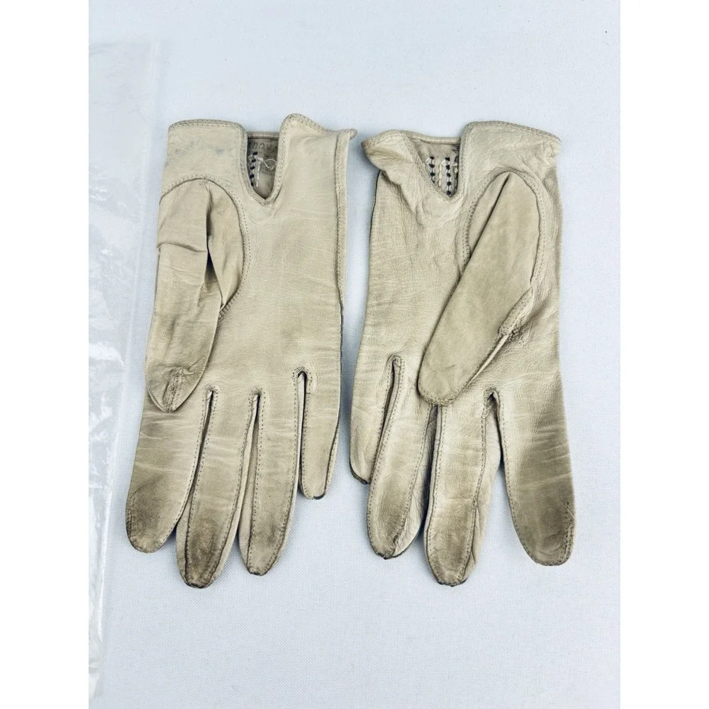 Vintage Madova White Kid Leather Women's Gloves Size 6.5 Florence Italy